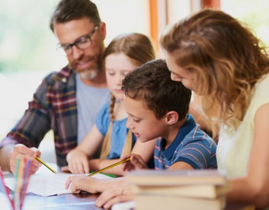 Family learning Greek together