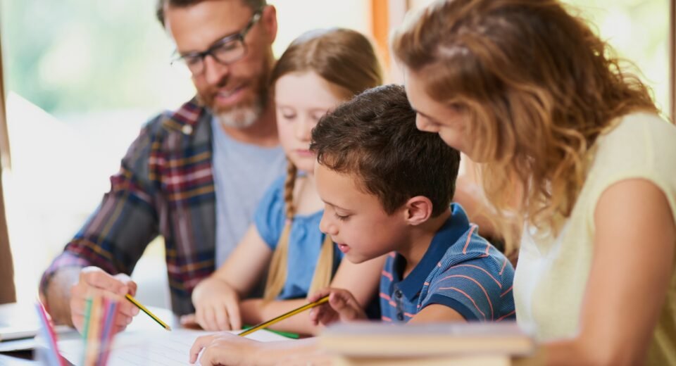 Family learning Greek together