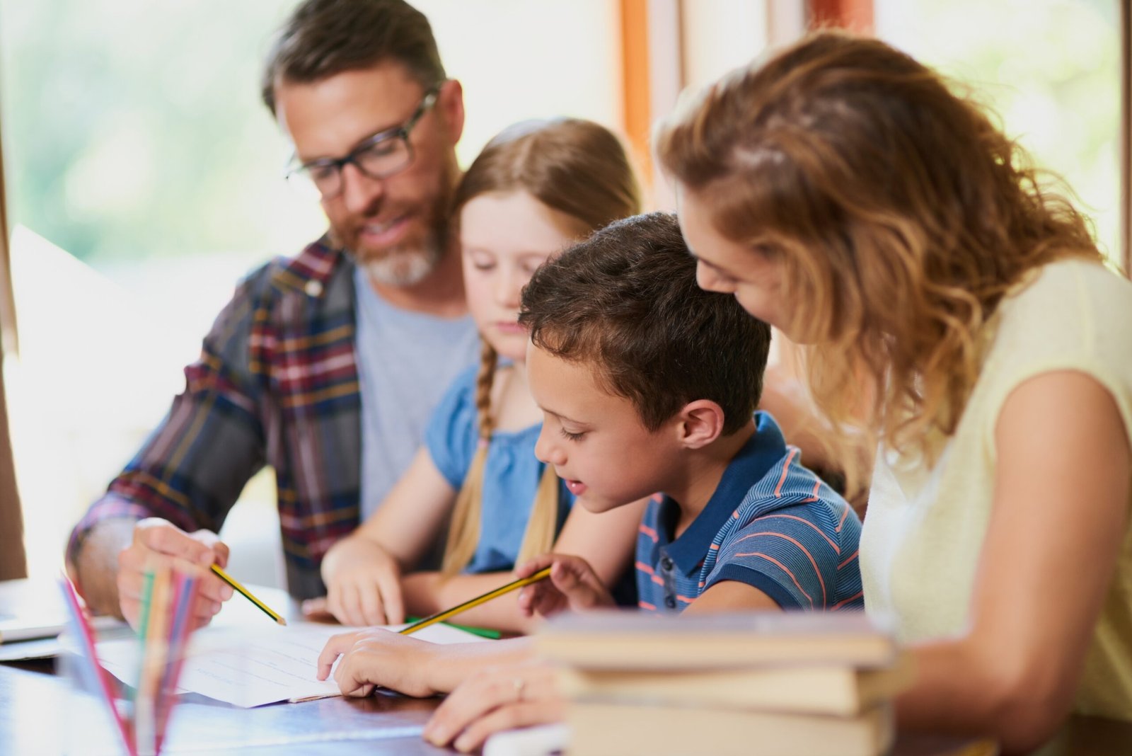 Family learning Greek together