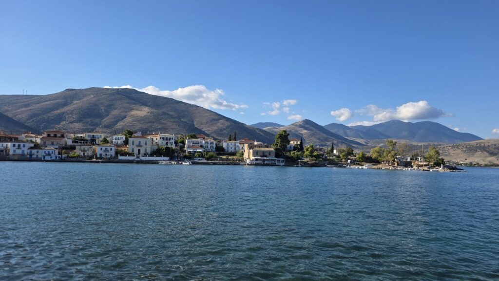 Views of Galaxidi's waterfront from the Pera Panta peninsula