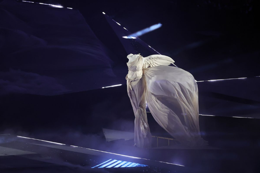 Replica of the Winged Victory of Samothrace, Closing Ceremony, Olympic Games 2024