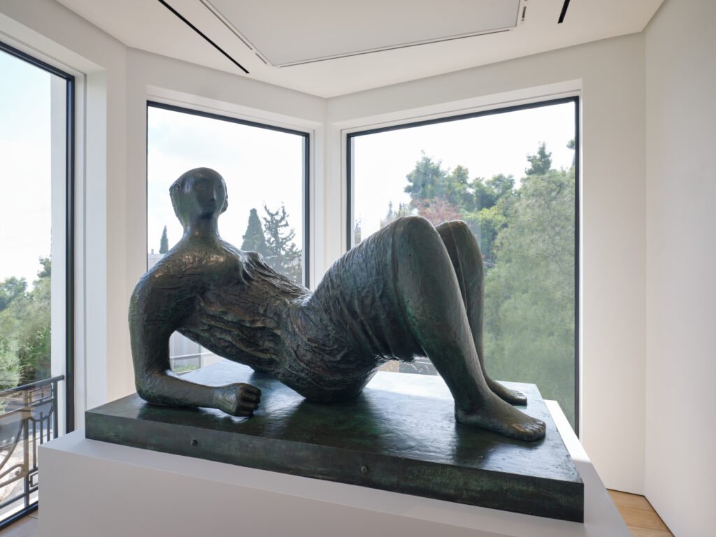 Draped Reclining Figure (1952-53). Media: bronze / concrete
Dimensions: artwork with base (h x l x d): 110 × 157.5 × 87.5 cm. Image Credit: The Henry Moore Foundation. Photo: Jonty Wilde