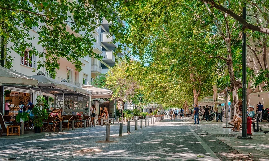 The iconic Dionysiou Areopagitou pedestrian street, Athens