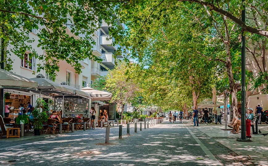 The iconic Dionysiou Areopagitou pedestrian street, Athens 