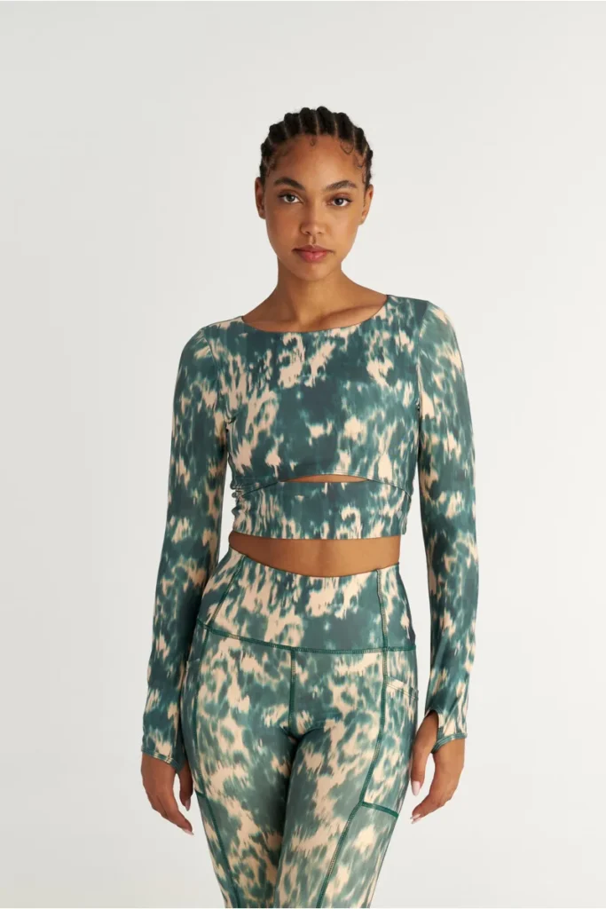 Sugarfree TIE-DYE PRINTED SPORTS CROP TOP WITH THUMB DETAILS