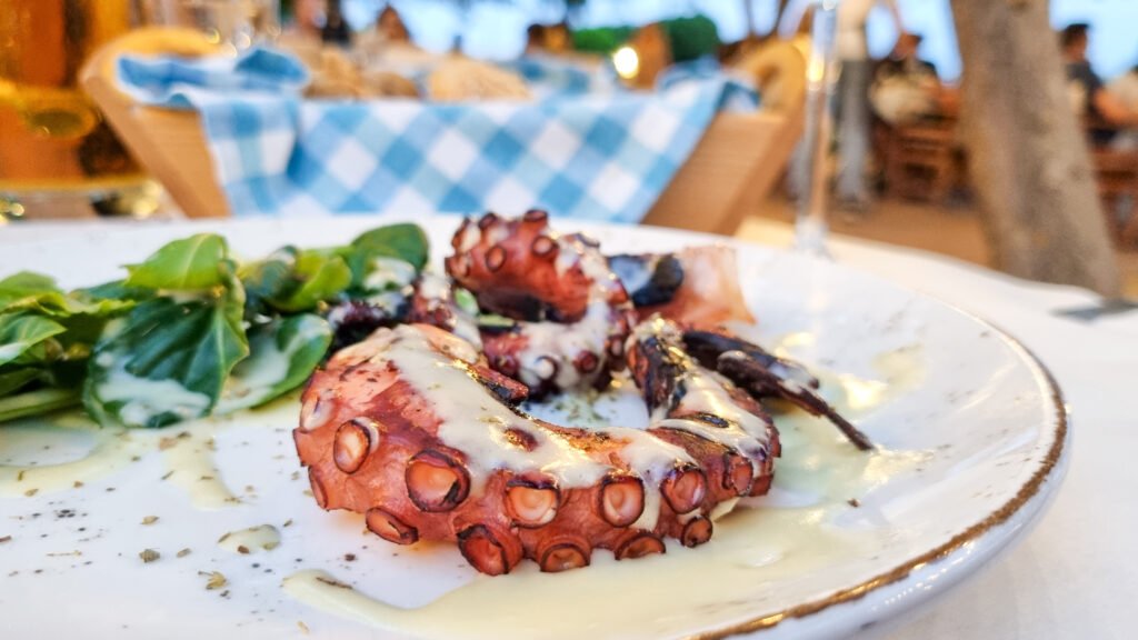 Grilled octopus dish