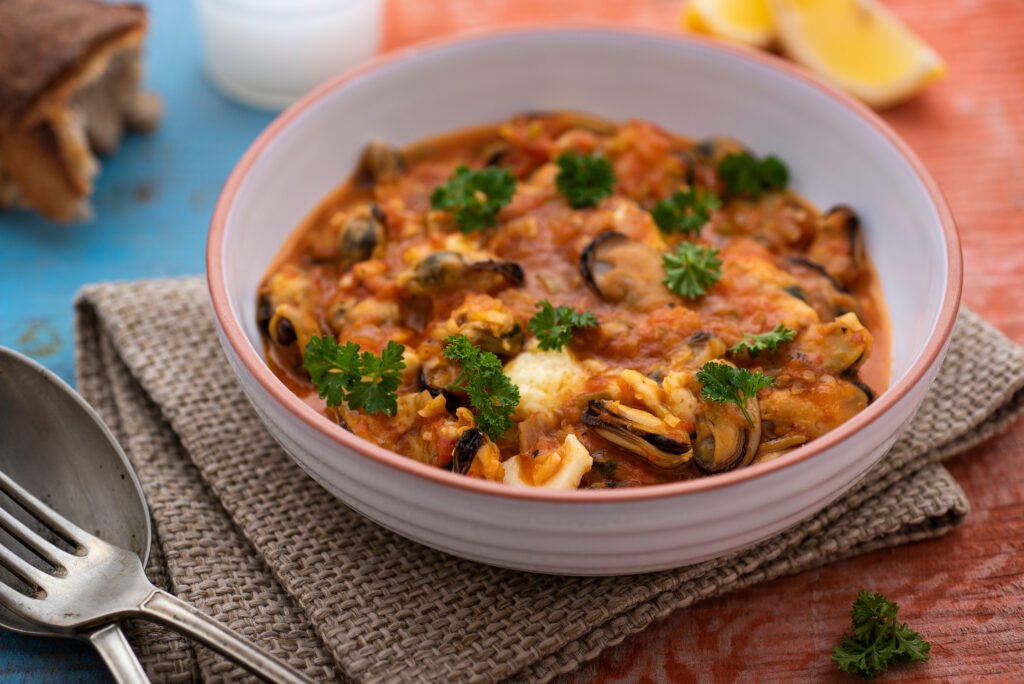 Mussels saganaki
