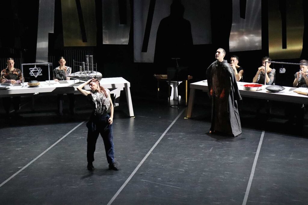 Greek National Opera Ballet dancers performing To Have Been So Close So Many Times on stage.