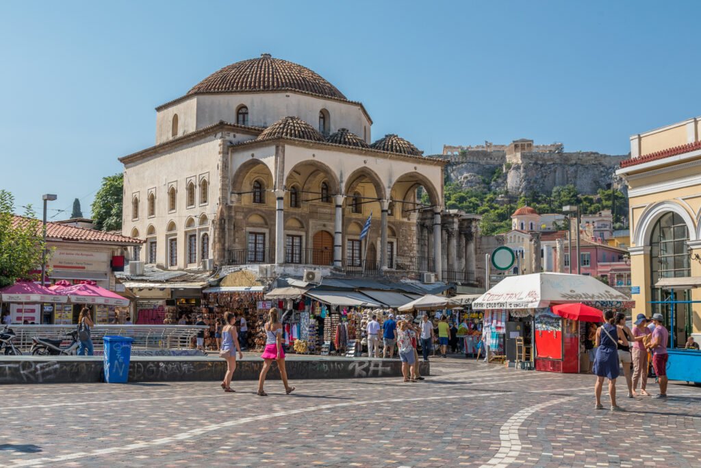 The 18th-century Tzistarakis Mosque in Monastiraki Square, Athens.