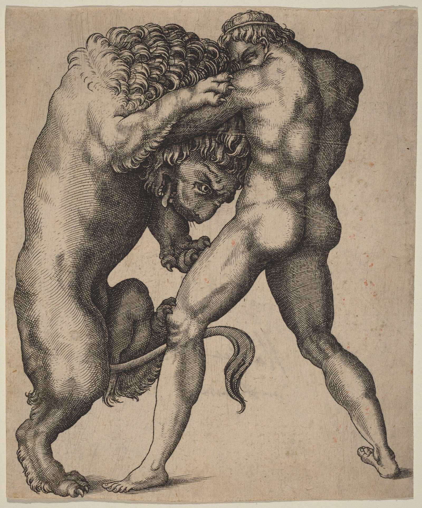 Heracles fighting the Nemean Lion