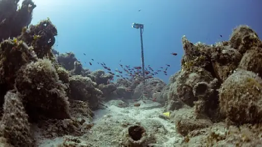 Underwater monitoring camera at the Peristera archaeological site