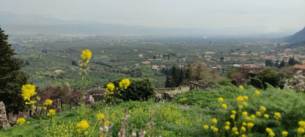 Laconian plain seen from the slopes of Mystras in spring