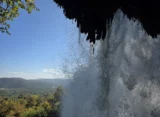 View from behind Karanos Waterfall in Edessa, Greece, overlooking the Macedonian plain.