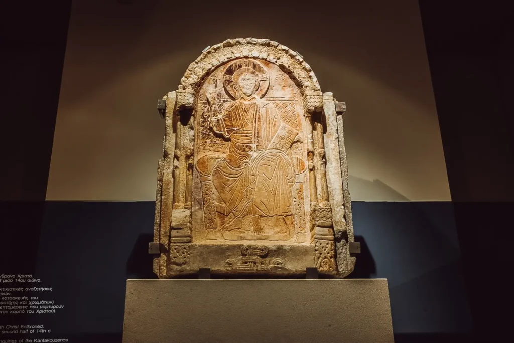 Fourteenth-century marble relief of Christ Enthroned in the Archaeological Museum of Mystras