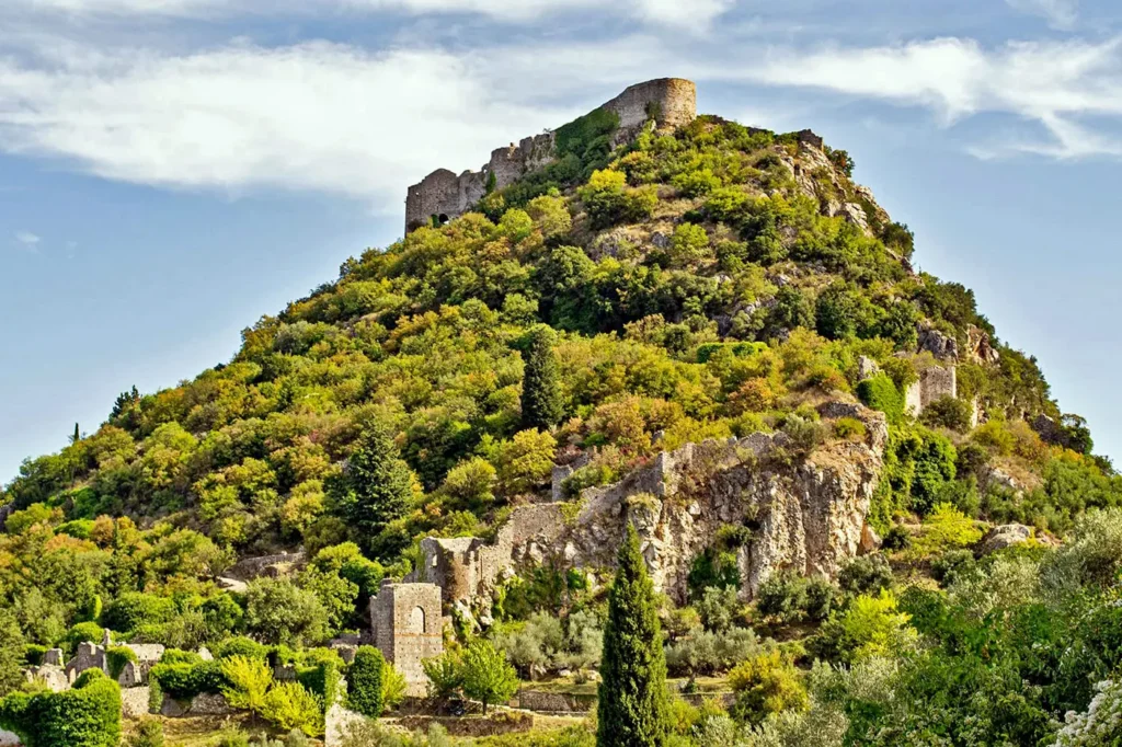 Citadel of Mystras on the summit of the fortified hill