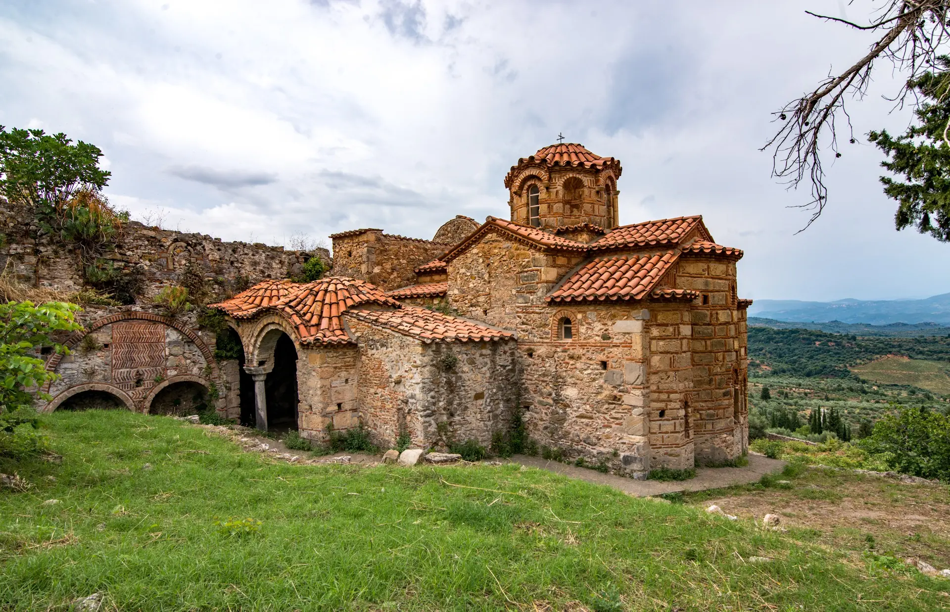 Exterior of the Evangelistria church in the Lower Town of Mystras