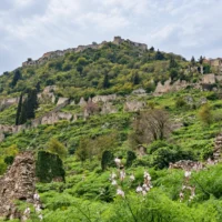 The Byzantine castle city of Mystras on the slopes of Mount Taygetos.