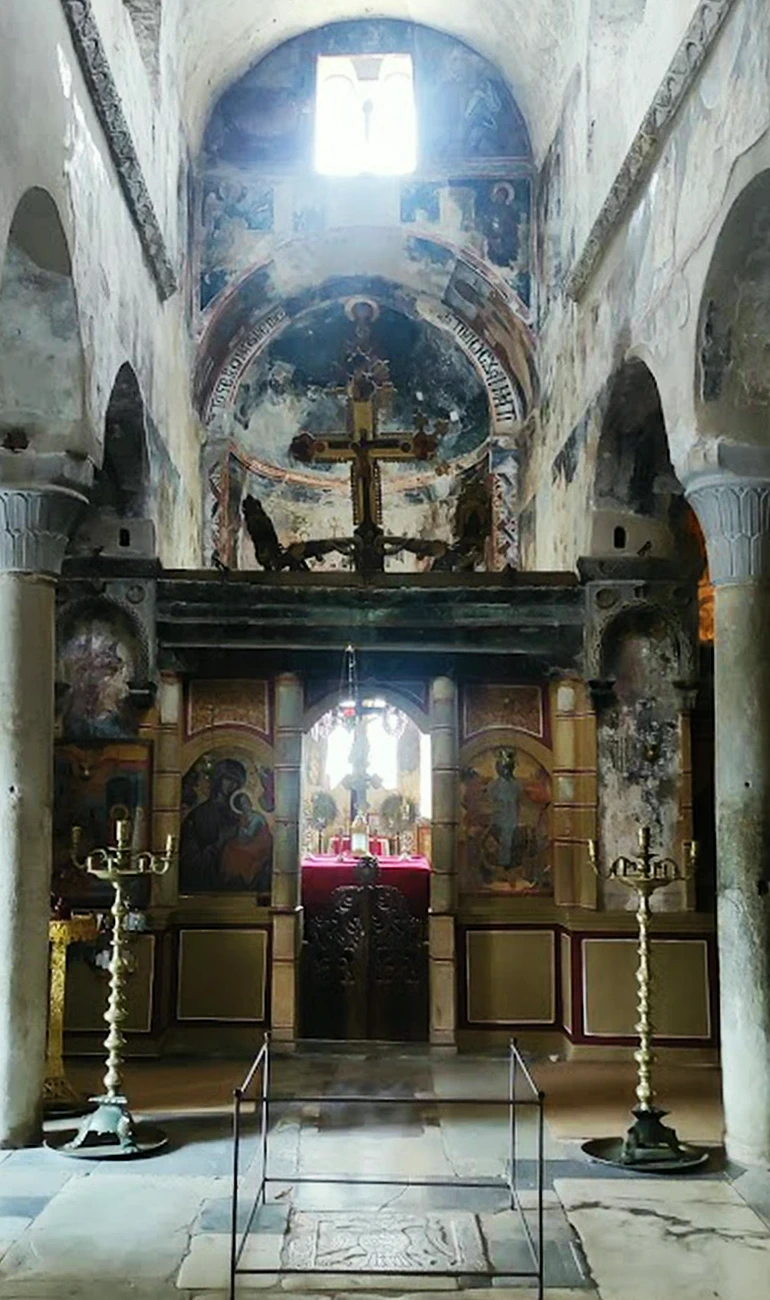 Double-headed eagle in the floor of Saint Demetrios at Mystras