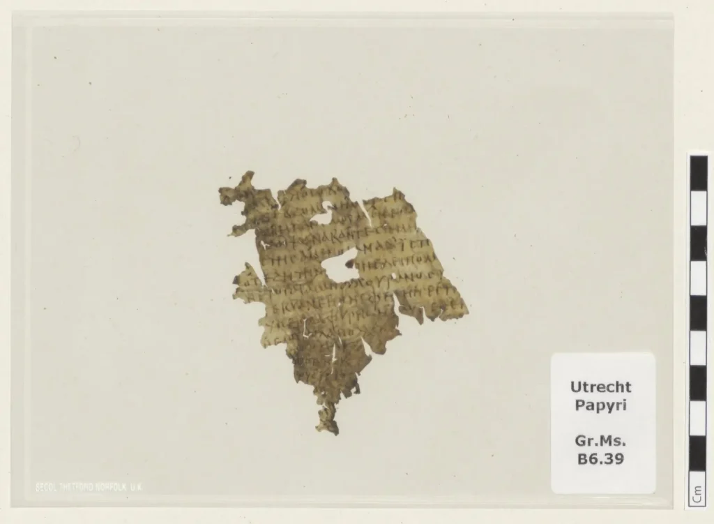 Front of the ancient parchment fragment containing verses from Book 12 of Homer’s Odyssey
