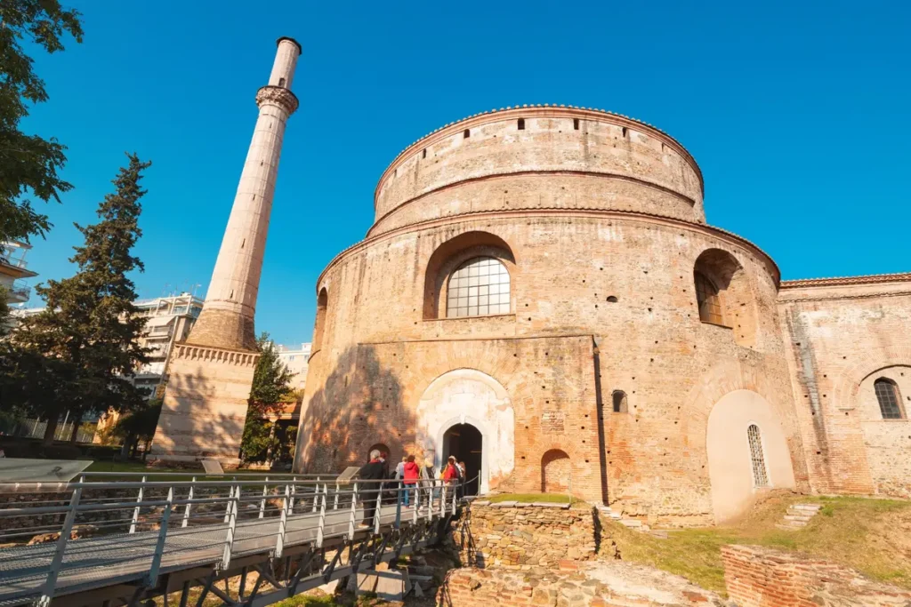 Exterior of the Rotunda and its surviving Ottoman minaret in Thessaloniki