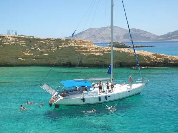 Sailing and swimming in the turquoise waters of the Small Cyclades