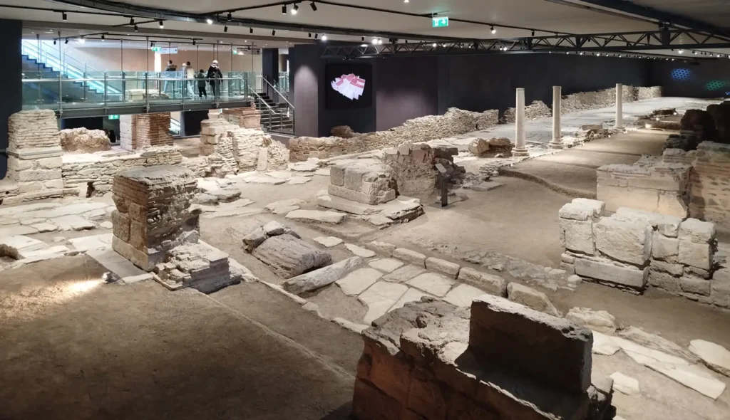 Byzantine archaeological remains preserved inside Venizelou Metro Station in Thessaloniki