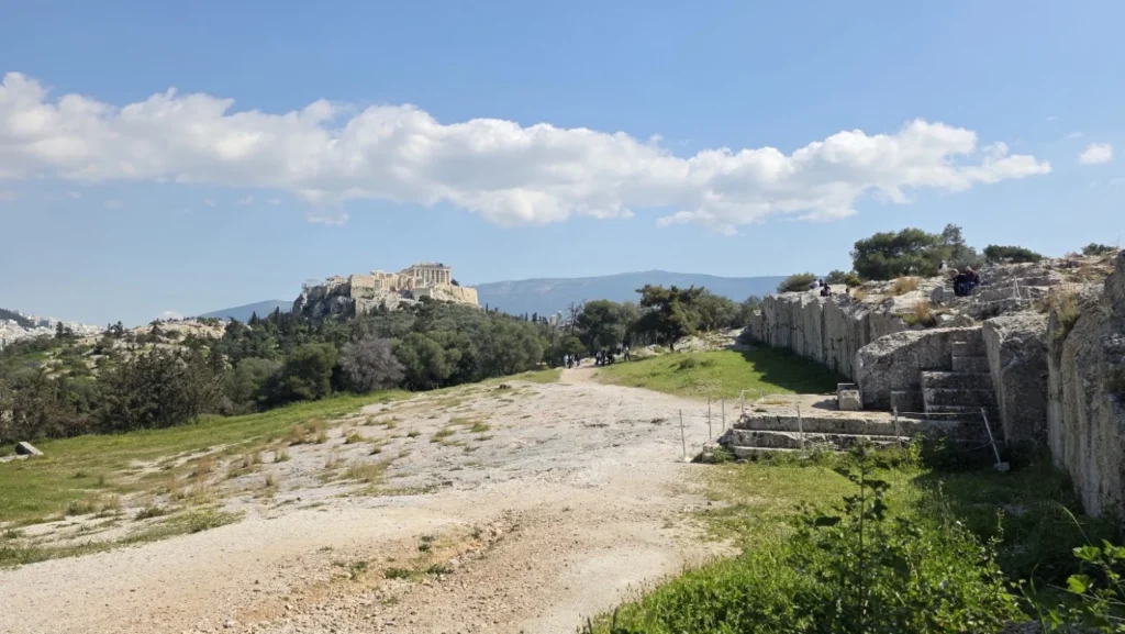 Ancient limestone and archaeological stonework at the Pnyx assembly site
