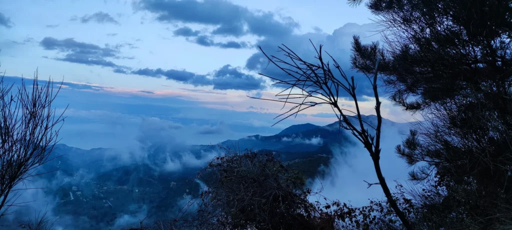 Low cloud filling a mountain valley in Feneos