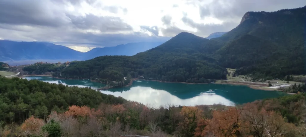 Lake Doxa seen from the Monastery of Agios Georgios