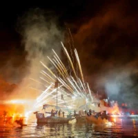 Battle of Lepanto re-enactment at the Venetian harbour of Nafpaktos