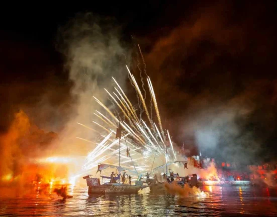 Battle of Lepanto re-enactment at the Venetian harbour of Nafpaktos