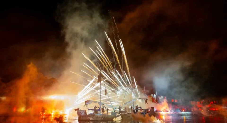 Battle of Lepanto re-enactment at the Venetian harbour of Nafpaktos