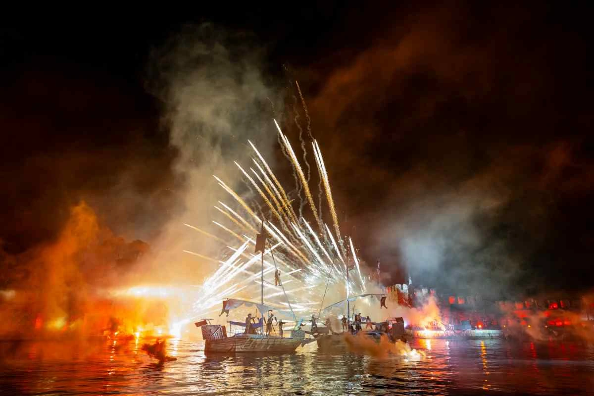 Battle of Lepanto re-enactment at the Venetian harbour of Nafpaktos